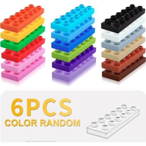 6pcs 2x6 12 dots thin Bricks Big Particles Building Blocks classic accessory Gift child DIY Toys Compatible with Duplo Basic Set