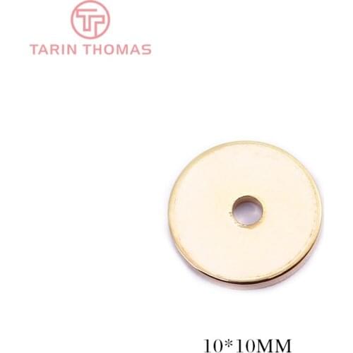 20PCS 10MM 24K Gold Color Brass with Center Hole Round Disk Spacer Beads High Quality Diy Jewelry Findings Accessories