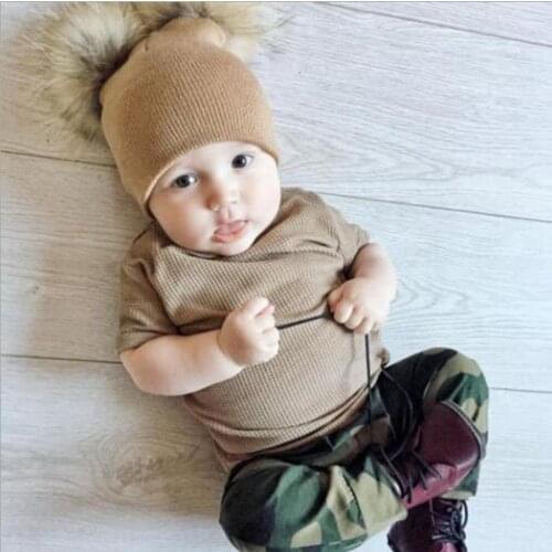 50pcs Fashion Baby Hat Knitted Winter Pom Pom Children Hat For Boys Girs Cute Cotton Cap Warm Baby Hat
