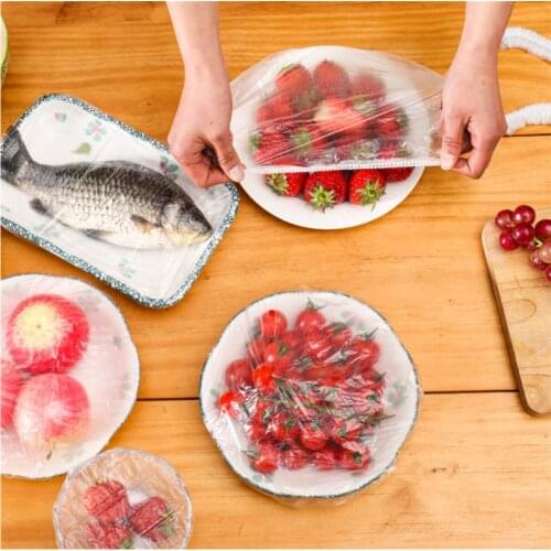 100 Piece Disposable Fruit and Vegetable Storage Bowl Set, Bowl Lid, Kitchen Packaging Bag, Plastic Vegetable and Fruit Bag