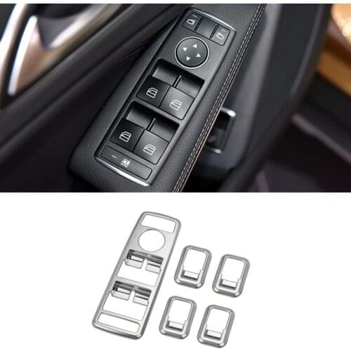 Car Window Glasses Lift Switch Button Cover Trim Sticker Fit For Mercedes Benz A B C E GLK ML GLA W212 W204 Auto Accessiores