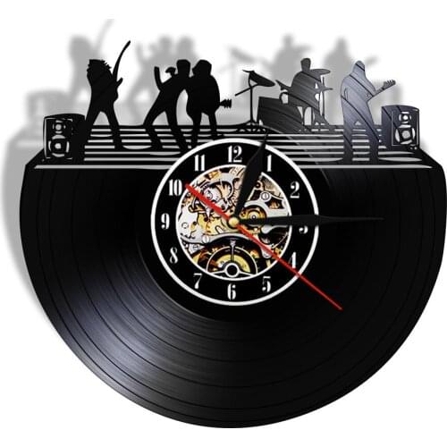 Life Is Music Wall Clock Musical Vintage Vinyl Record Wall Clock Non-Ticking LED Illuminated Night Light Wall Art Musician Gift