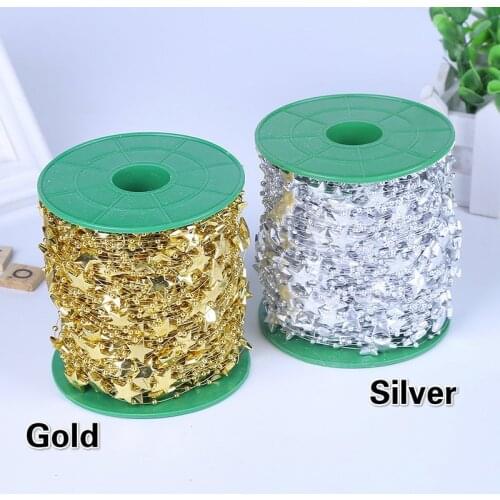 Plastic Star Connection Gold Line Bead Lace Ribbon Headdress Hat Curtain Accessories Christmas Decoration Wedding Stage Layout