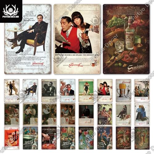 Putuo Decor Smirnoff Vodka Vintage Metal Poster Retro Vodka Tin Sign Wall Decor Man Cave Bar Pub Club Door Decor