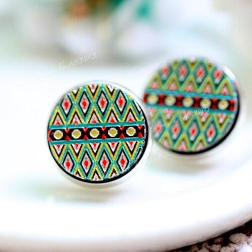 Unique 3D Geometry Embossed 16mm Round Coloured Drawing pattern Laser Cut wood Cabochon DIY for Rings, Earring,Brooch,Necklace