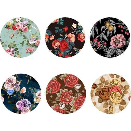 Upetstory 6pcs/set Flower Rose Print Cup Pads Custom Insulation Mat Hot Drink Holder Kitchen Dining Bar Table Decorations