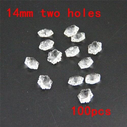 High Quality 100pcs/Lot 14mm Clear Glass Crystal Snowflake Beads With 2 Holes Crystal Prism Glass Beads Decoration Home