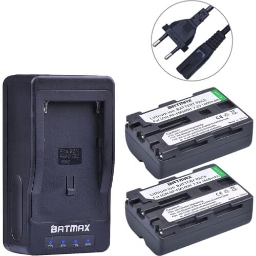 2-Packs NP-FM500H Battery + LED Ultra Fast Charger for Sony DSLR-A350 A450 A500 A550 A560 A580 A700 A850 A900 A57 A58 A65 A77