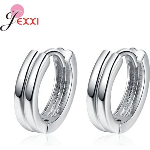 Personality Mini 925 Sterling Silver Simple Smooth Circle Hoop Earrings For Women 2020 Sterling-Silver-Jewelry Pendientes