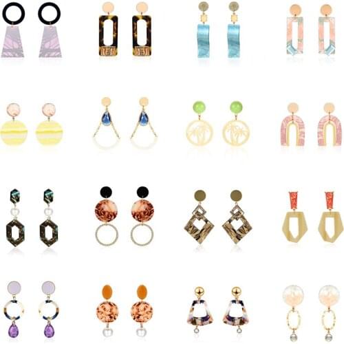 Korean New Acrylic Resin Drop Earrings For Women Jewelry Gift Crystal Dangle Earring Casual Beach Conch Pendant Earrings Brincos