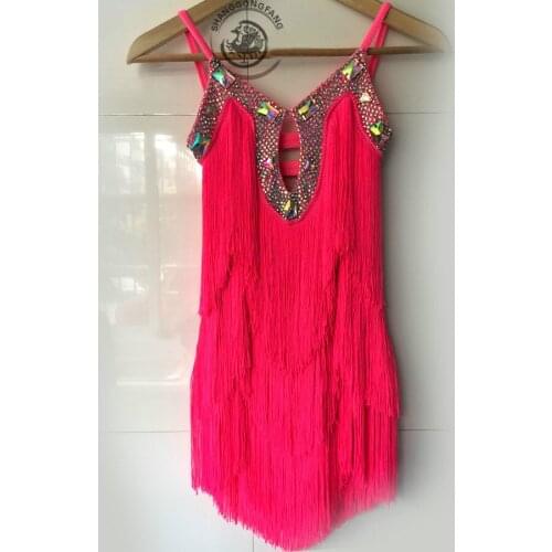 New latin dance costume sexy diamond tassel latin dance dress for children women latin dance competition dresses S-4XL
