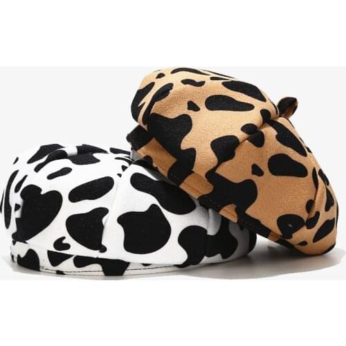 Winter women casual cotton leopard printed warm beret cap Elegant Ladies artist pumpkin hats gorros