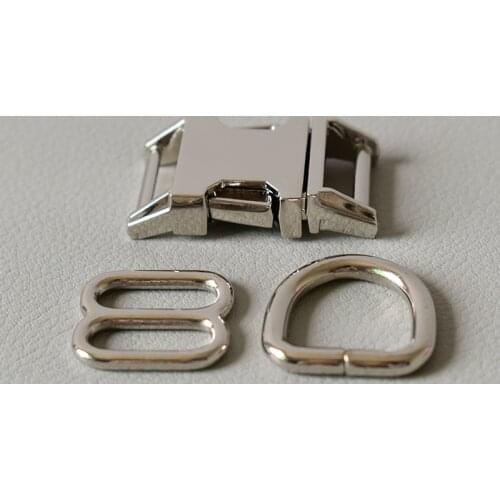 1 Sets （Metal Buckle+8 Ring+D Ring Set)(15mm) Zinc Alloy Metal Buckle Manufactures For Diy Backpack Pet Collars Release Buckles