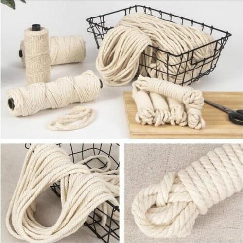 1mm-10mm Natural Cotton Cord braided round Beige Macrame Rope String cotton cord rope for DIY Home Wedding handmade Accessories