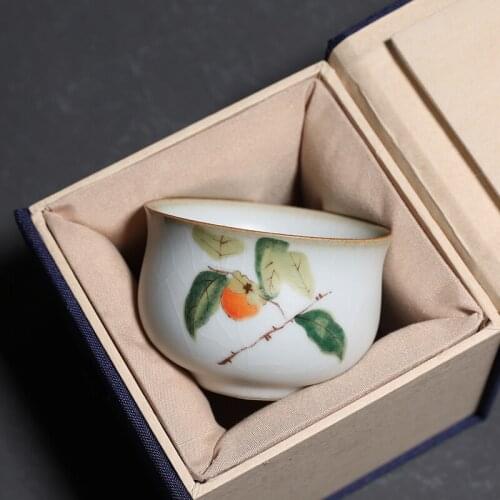 100ml Teacup Chinese Ru Kiln Porcelain Tea Cup Ceramic Kung Fu Tea Set Master Cups Water Drinkware Teacups Sake Bowls Home Decor