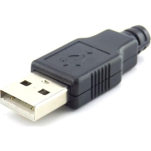 2.0 USB Type A Male 2.0 USB Socket Connector With Black Plastic Cover Solder Type 4 Pin Plug DIY Connector