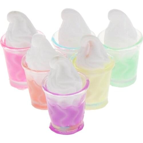 6pcs 1/12 Scale Dollhouse Miniature Food Mini Ice Cream Sundaes Set Doll House DIY Decoration Ornaments Accessories
