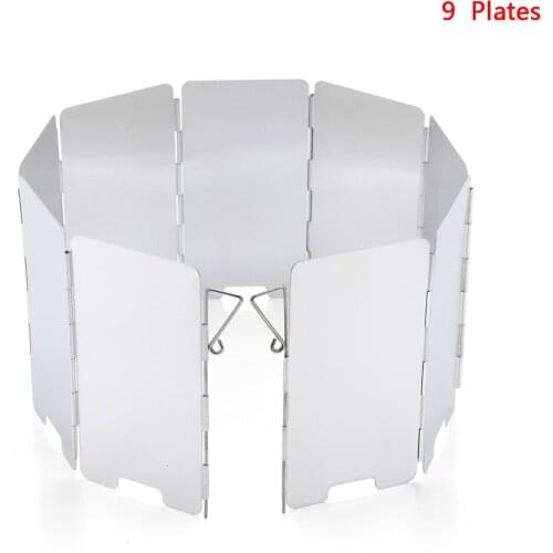 9 Plate Outdoor Camping Wind Shield Screen Mini Folding Cooking Pot Gas Stove Windshield Aluminum Alloy Wind Screen