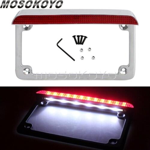 USA Style Motorcycle 7" x 4" Tail Light LED License Plate Frame Number License Plate Holder w/ Brake Light For Harley Suzuki