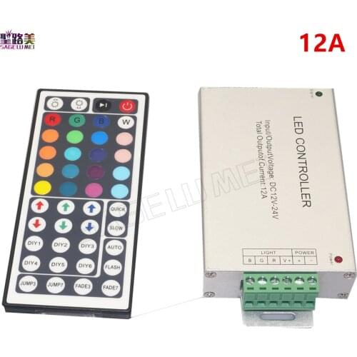 Free shipping DC12V-24V 12A / 24A 44key IR Remote Led RGB Controller 44key IR wireles Dimmer for 3528 5050 RGB led strip Lamp