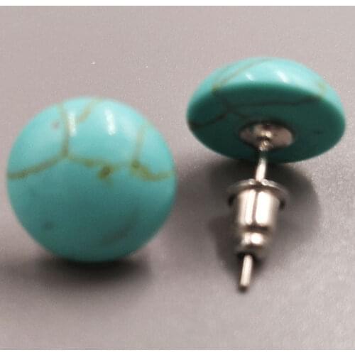 Free Shipping Women Fashion Jewelry 12mm Howlite Round Beads Stud Earrings C5230