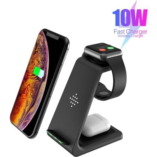 Qi 3In1 Wireless Charger Stand LED Fast Charging Station For iPhone 12/11 Pro Max Apple AirPods iWatch 6 5 4 SE Xiaomi 11 Huawei