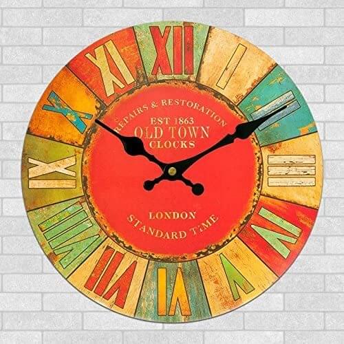 Retro London Large Vintage Chic Wall Clock - Roman Numerals