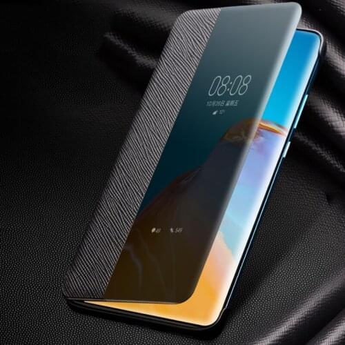 Qialino Business Genuine Leather Flip Case For Huawei P40 Pro Unbreak Stylish Ultra Slim Smart View Phone Cover For Huawei P40
