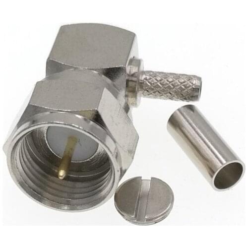 F Crimp Plug Male Right Angle RF Connector For RG179 RG174 RG178 RG316 Cable