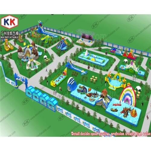 Giant Commercial Inflatable Water Parks Removable With Steel Frame Pools