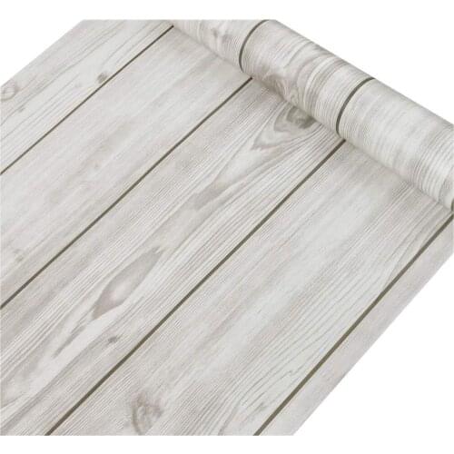 GLOW4U Self Adhesive Grey Plank Wood Contact Paper Wallpaper for Kitchen Cabinets Walls Table Shelves Dresser Drawer Furniture