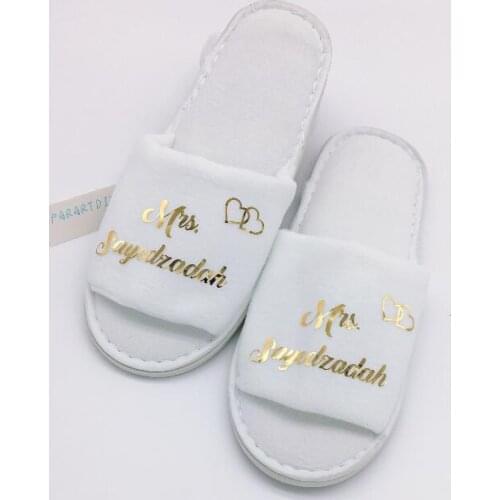 Personalized gold bridesmaid Wedding Slippers,Bridal Party Slippers.Bachelorette party favors gifts,wedding favor