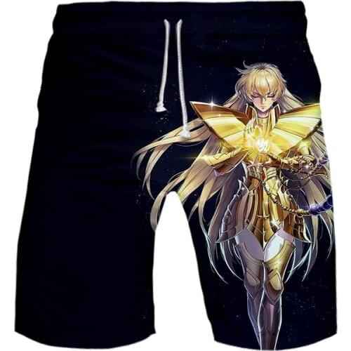 Cartoon Saint Seiya Mens Swimwear Quick Dry Short Trunks Beach Bathing Suit Running Sports Pants New summer casual Mens shorts