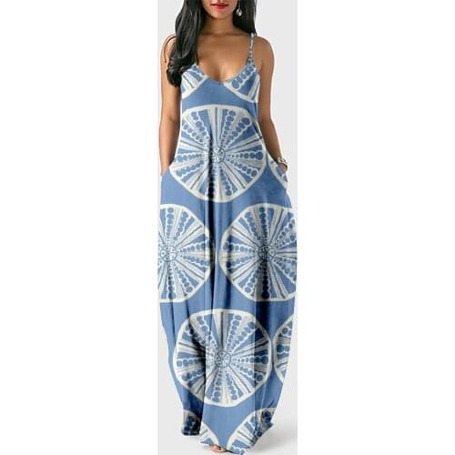 Summer Boho Dress bohemian 3D Digital Printing temperament Sling Dress Floral Maxi XS-XL