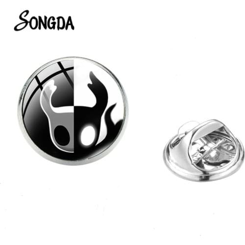 Cute Hollow Knight Game Character Brooch Pins for Fans Collection Glass Crystal Dome Delicate High Quality Bag Hat Badges