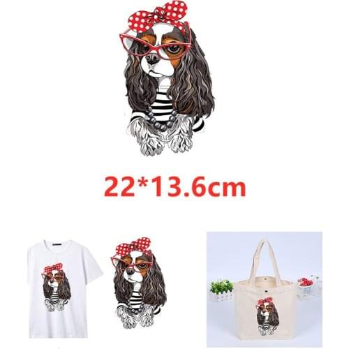 Cute Dog DIY Patches On Cloths Iron on Heat Transfer Printing Patches Stickers for Clothes T-shirt Appliques Washable