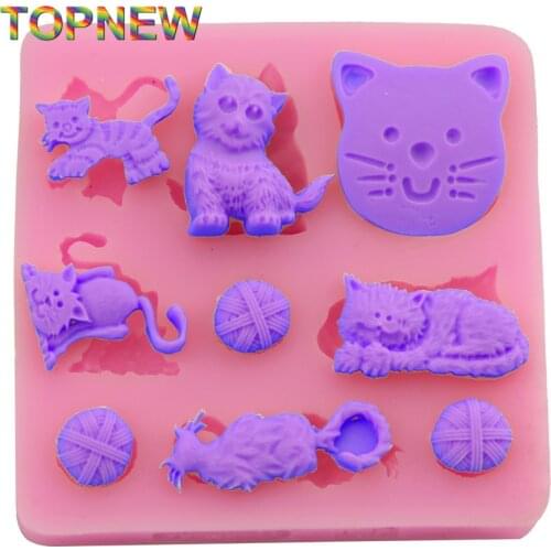 Cute Cats Fondant Silicone Mold Kitchen Accessories Cake Decorating Tools Bakeware Cooking Tools 2810