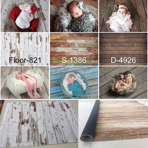 Mocsicka Wood Rubber Mat Photo Background Printed Vintage Wood Newborn Backdrop Anti-slip Simulation Rubber Backed Mat Newborn