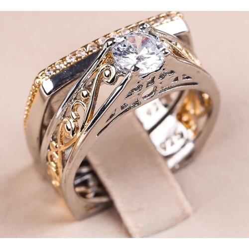 Fashion Couple Ring Statement Crystal New Design Hollow Band Finger Rings for Women Men Wedding Promise Engagement Jewelry Gift