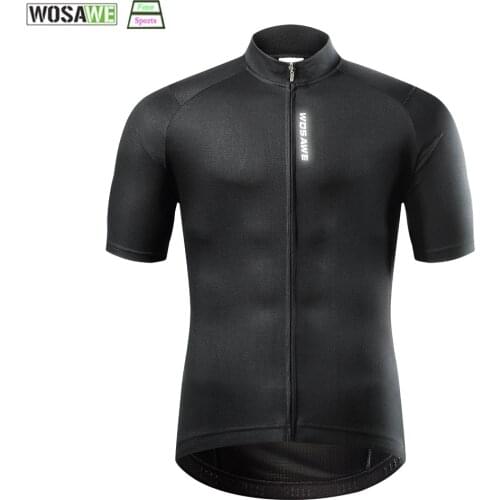 WOSAWE Cycling Mens Bike Black Reflective Breathable Jersey Short Sleeves Summer Mountain Bike Downhill Road Bicycle Tops