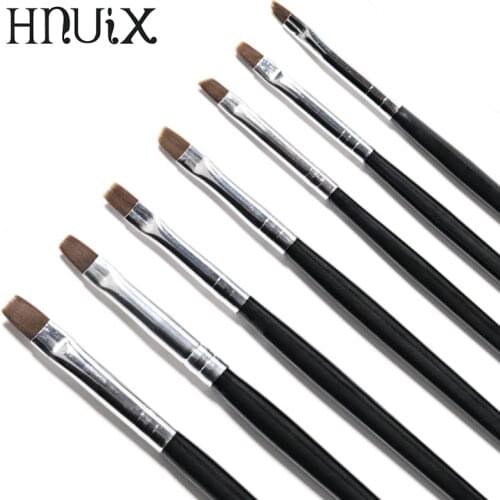 7 pieces set Nail Art brush pen flat drawing paint tips clean dust builder acrylic UV Gel varnish Extension design tools manicur