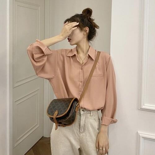 Early Spring 2021new French Sweet Shirt Womens Design Sense Niche Spring and Autumn Long Sleeve Top Small Shirt