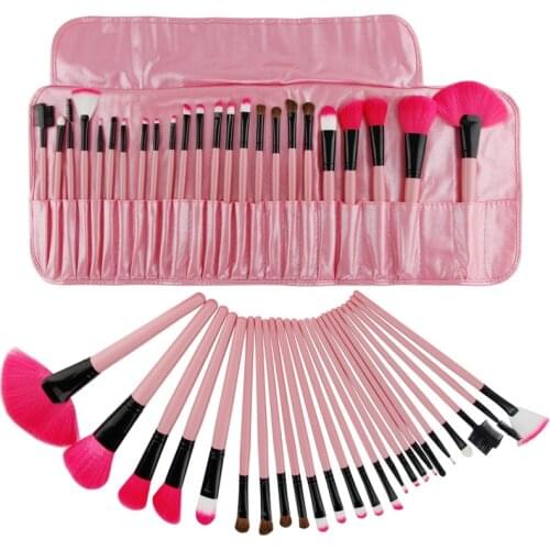 Wholesale Hotsale 24PCS Professional Pink eyeshadow DIY Makeup Brushes set Black Cosmetic powder brush kit