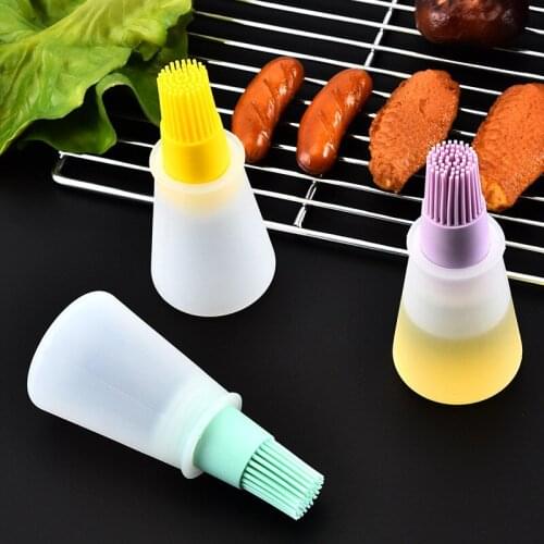 Outdoor Silicone Oil Bottle Barbecue Brush with Scale and Cover Oil Bottle Brush Camping Cookers Outdoor Camping Picnic Tools