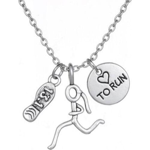 Runner Girl Necklace Marathon 13.1 Love to Run Charms Running Jewelry