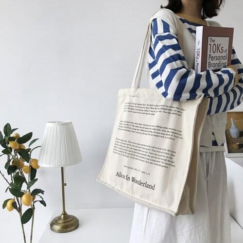 Hylhexyr Simple And Fashion Handbags Letter Printed Casual Canvas Tote Bag Large Shoulder Bags Women Shopping Bag