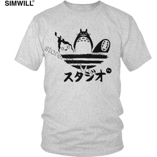 My Neighbor Totoro Shirt Men Short Sleeve Cotton Studio Ghibli T Shirt Hayao Miyazaki T-shirt Spirited Away No face Faceless Tee