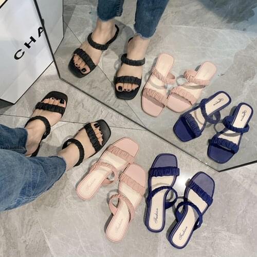 Womens Sandals Korean Version Simple Comfortable Sandals Summer New Thick Heel Fashion Slippers Female Soft Sandals Size 36-40