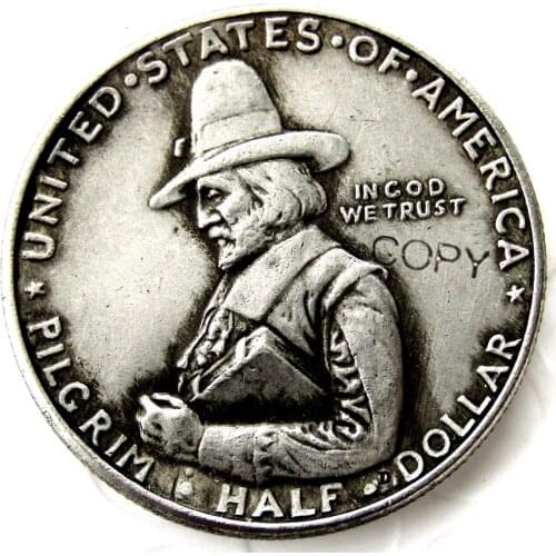 USA 1920 Pilgrim Half Dollar Commemorative Silver Plated Copy Coin