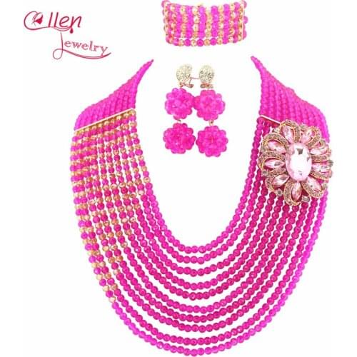 African nigerian Wedding bridal beads Jewelry Set African beads Jewelry Set African beaded necklace sets N0071